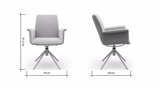 Armlehnstuhl Sedana - drehbar, Leder & Stoff, Grau