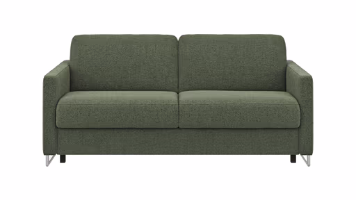 Sofa Nuoro - 2,5-Sitzer inkl. Schlaffunktion, Armlehne mit Kufe, Stoff, Olivgrün