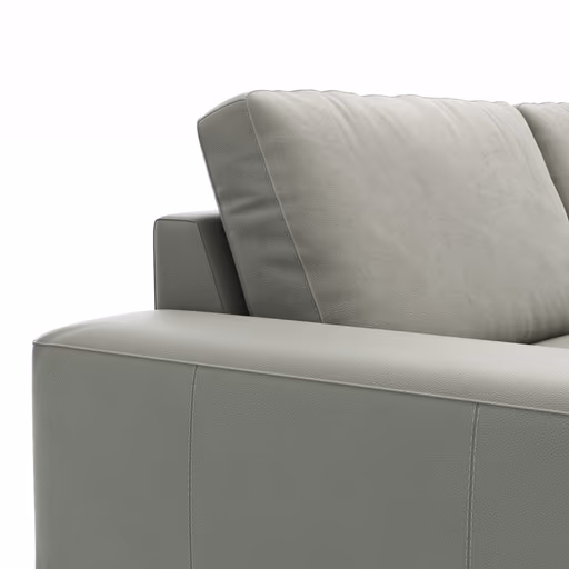 Ecksofa Redington - 2,5-Sitzer mit Longchair groß rechts, Leder, Grau