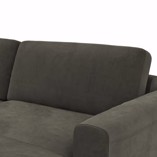 Wohnlandschaft Oviedo - Ecke links mit 2-Sitzer und Longchair rechts, Stoff, Braungrün