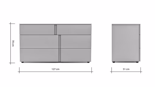 Kommode Loretto - BHT ca, 127x70x51 cm, Lack matt, Steingrau