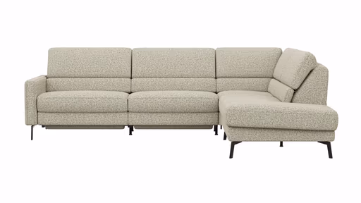 Ecksofa Valera - 3-Sitzer mit Ecke rechts inkl. Rückenlehne verstellbar und Relaxfunktion motorisch, Stoff, Limone