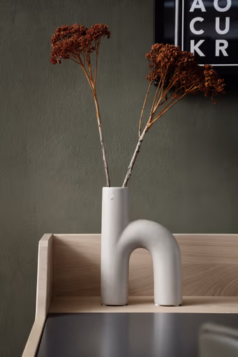 Schreibtisch - Eiche, Milk, Lack, Dunkelgrau