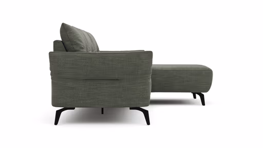 Ecksofa Bahia - 2,5-Sitzer mit Longchair rechts inkl. Armlehne verstellbar, Stoff, Olive