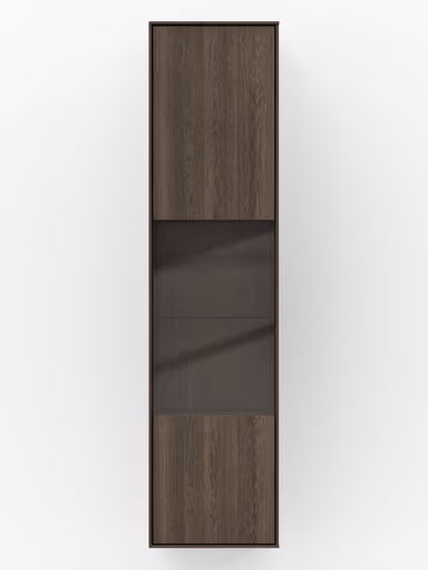 Hängevitrine Saratoga - Anschlag Rechts, Buche massiv, silbergrau geölt