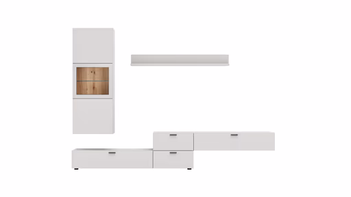 Wohnwand Palos - Lack, Silbergrau