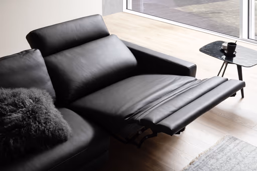 Sofa Enna - 3,5-Sitzer inklusive Relaxfunktion (motorisch), links und rechts, Leder, Anthrazit
