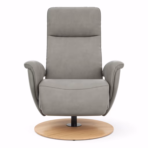 Sessel Tulsa Relax - Größe M, inkl. Fußteil/Rückenlehne verstellbar (motorisch), inkl. Kopfteilverstellung, Leder, Graubeige