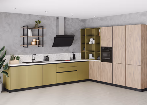 L-Küche 54.160 5 523, Olivgelb samtmatt Lack