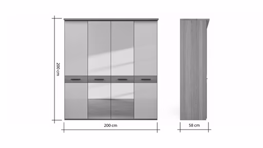 Drehtürenschrank Lenoso - B. ca. 200 cm, Glas Champagner, Spiegel