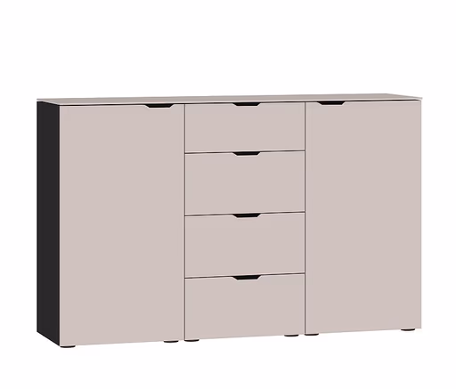 Kommode JOIN IT- Glas, Hellrosa, Matt, Schwarz