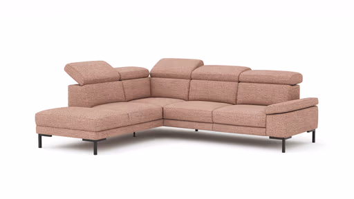 Ecksofa Hudson - Ecke links mit 2,5-Sitzer inkl. Kopfteil verstellbar, Stoff, Kupfer
