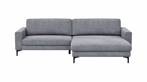 Ecksofa Oviedo - 1,5-Sitzer mit Longchair rechts, Stoff, Grau