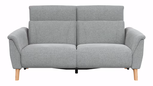 Sofa Nevin - 2,5-Sitzer inkl. Sitzvorzug (motorisch) und Kopfpolsterverstellung, Stoff, Silbergrau