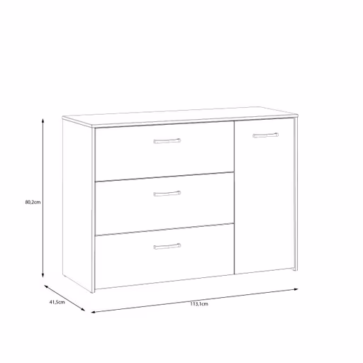 Kommode FILIPO- Weiß, Eiche Dekor