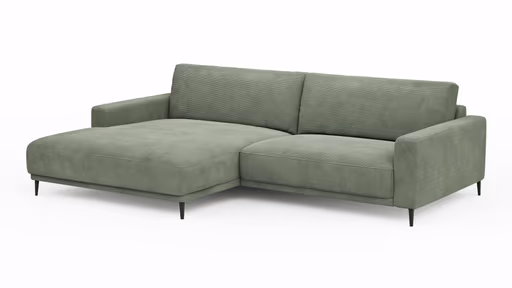Ecksofa Solero - Longchair groß mit 1,5-Sitzer rechts, Stoff, Olivgrün