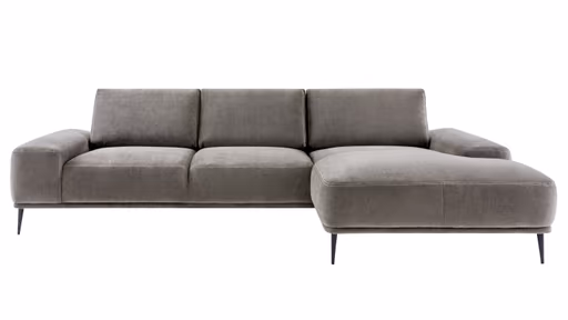 Ecksofa Oslo - 2,5-sitzer, Longchair rechts, Stoff, Dunkelbraun