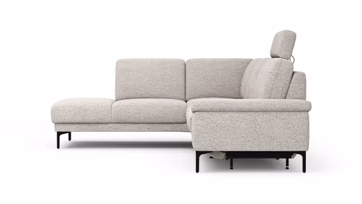 Ecksofa Matero - Ecke mit 2-Sitzer rechts inkl. Relaxfunktion motorisch und Sitzvorzug, Stoff, Hellgrau