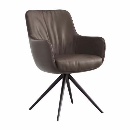Armlehnstuhl Mis Legere - Leder, Schoko, Gestell, Anthrazit