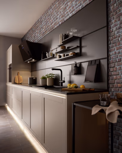 Küchenzeile 56.220 GL 8 525, Kaschmirbraun satin