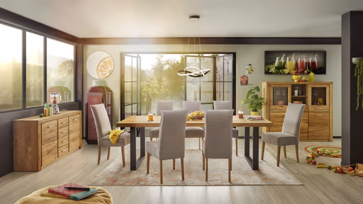 Esstisch - LB ca. 240x100 cm, Eiche massiv geölt, Schwarz