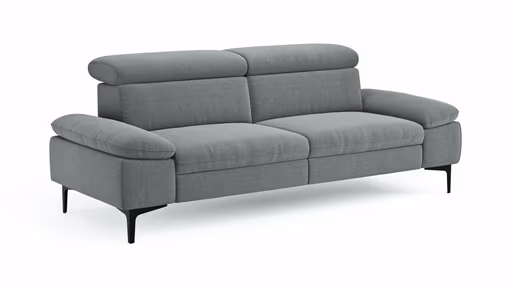Sofa Felipa - 3-Sitzer inkl. Kopfteil verstellbar, Stoff, Grau