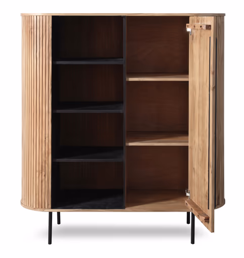 Highboard - mit Beleuchtung, B ca. 118 cm, Akazie massiv