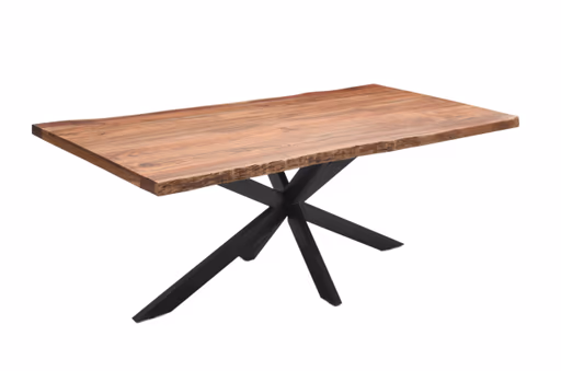 Esstisch - LB ca. 240x100 cm, Akazie massiv, Baumkante, Schwarz