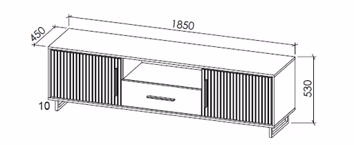 TV-Board- Eiche Dekor, Schwarz