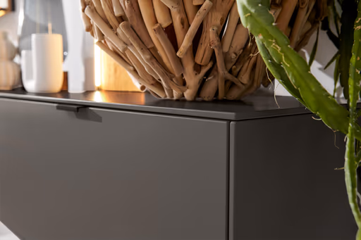 Wohnwand Tucson - inkl. Beleuchtung, Lack, Anthrazit