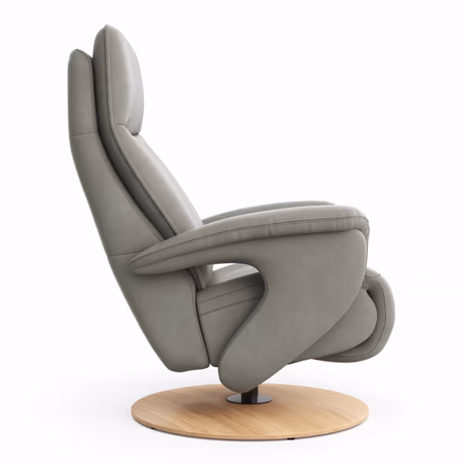 Sessel Tulsa Relax - Größe M, inkl. Kopf-/Fußteil/Rückenlehne verstellbar, Leder, Graubeige