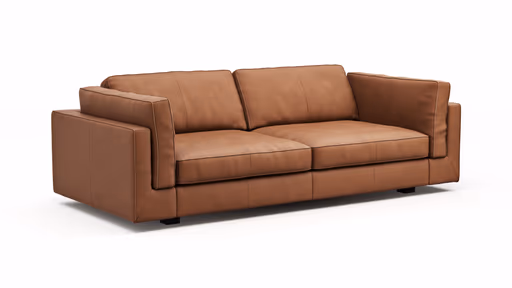 Sofa Aprino 3 - 3,5-Sitzer L, Dickleder, Cognac, Armlehne Kissen