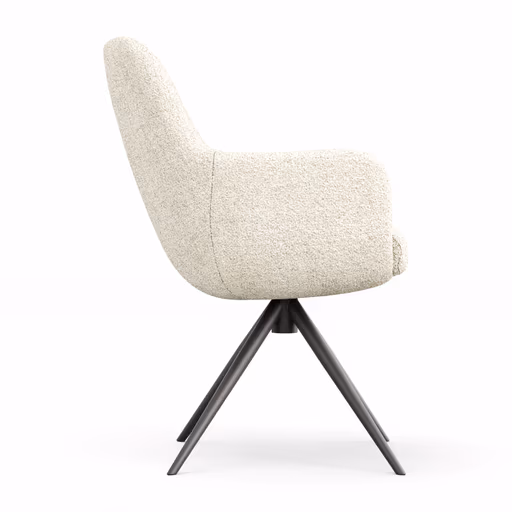 Armlehnstuhl Mis Legere - Boucle, Creme, Stativ, Anthrazit