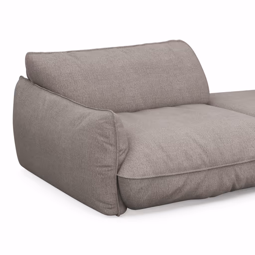 Trapezsofa Fluffy - 2-Sitzer mit Trapezelement und Abschlussteil inkl. Rückenlehne verstellbar, Stoff, Taupe