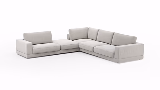 Ecksofa Juni - Ecke links mit 3-Sitzer, Stoff, Hellgrau