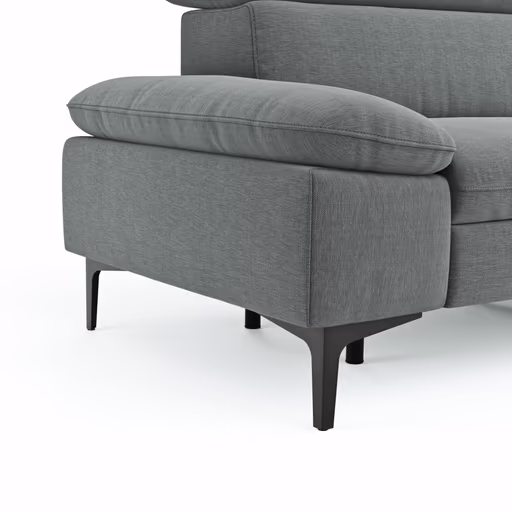 Sofa Felipa - 3-Sitzer inkl. Relaxfunktion (motorisch) und Kopfteil verstellbar, Stoff, Grau