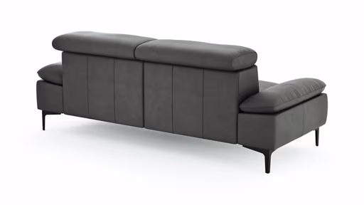 Sofa Felipa - 3-Sitzer inkl. Kopfteil verstellbar, Leder, Grau