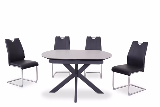 Esstisch MEGGIE - ausziehbar, LB ca. 130x100 cm, Glaskeramik, Grau