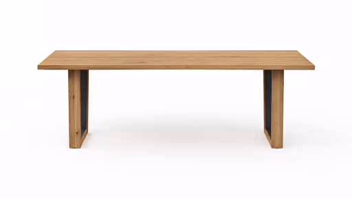 Esstisch Belfast - LB ca. 240x100 cm, Eiche massiv, mit Metalleinlage im Gestell