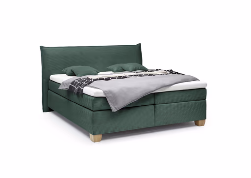  Boxspringbett HADAI- Liegefläche ca. 180x200 cm, Stoff, Opalgrün, inkl. Topper