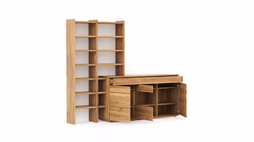 Wohnwand Cartago Soft - Wildeiche massiv, natur geölt