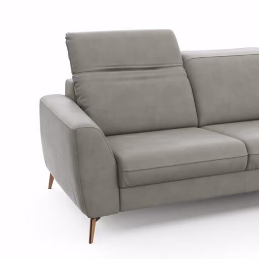 Sofa Tulsa KV - 2,5-Sitzer, inkl. Kopfteilverstellung, Leder, Graubeige