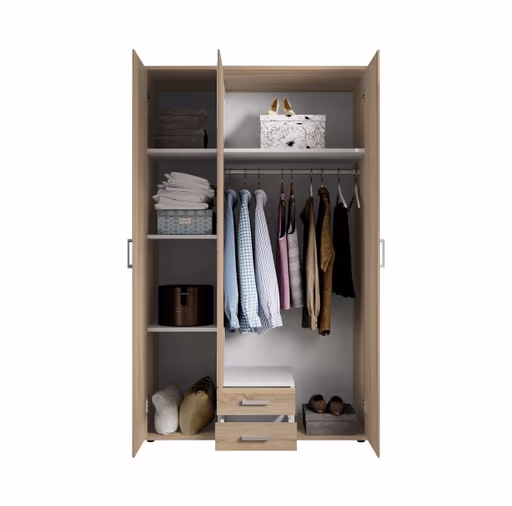 Drehtürenschrank- B ca. 120 cm, Eiche Dekor, Spiegel