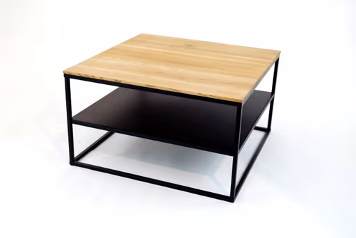 Couchtisch - LB ca. 70x70 cm, Wildeiche Massiv, Schwarz