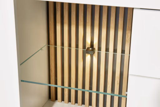 TV-Lowboard - mit Beleuchtung, B ca. 179 cm, Weiß, Evoke Eiche Nachbildung