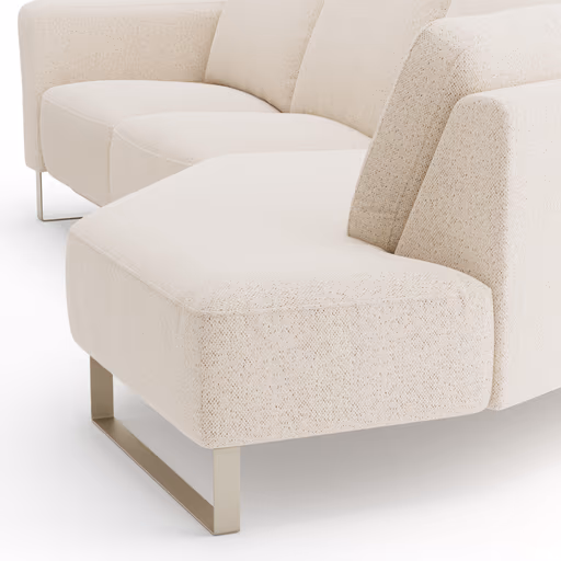 Ecksofa Leona - 2,5-Sitzer mit Ecke rechts inkl. Relaxfunktion motorisch, Stoff, Creme 