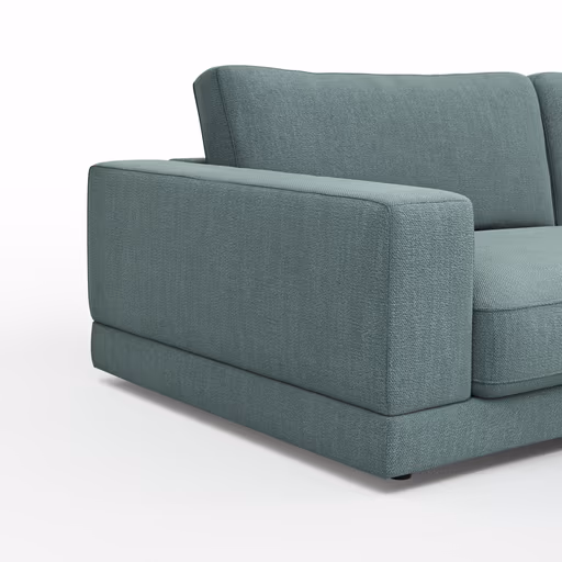 Ecksofa Juni - 1,5-Sitzer mit Longchair rechts, Stoff, Petrol