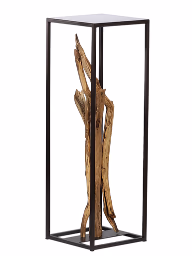 Deko-Säule, Eisen/Holz, HBT ca. 90x30x30 cm