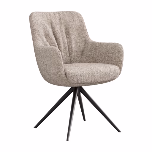 Armlehnstuhl Mis Legere - Boucle, Natur, Stativ, Anthrazit