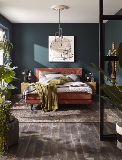 Boxspringbett Valencia - Liegefläche ca. 180x200 cm, Stoff, Kupfer